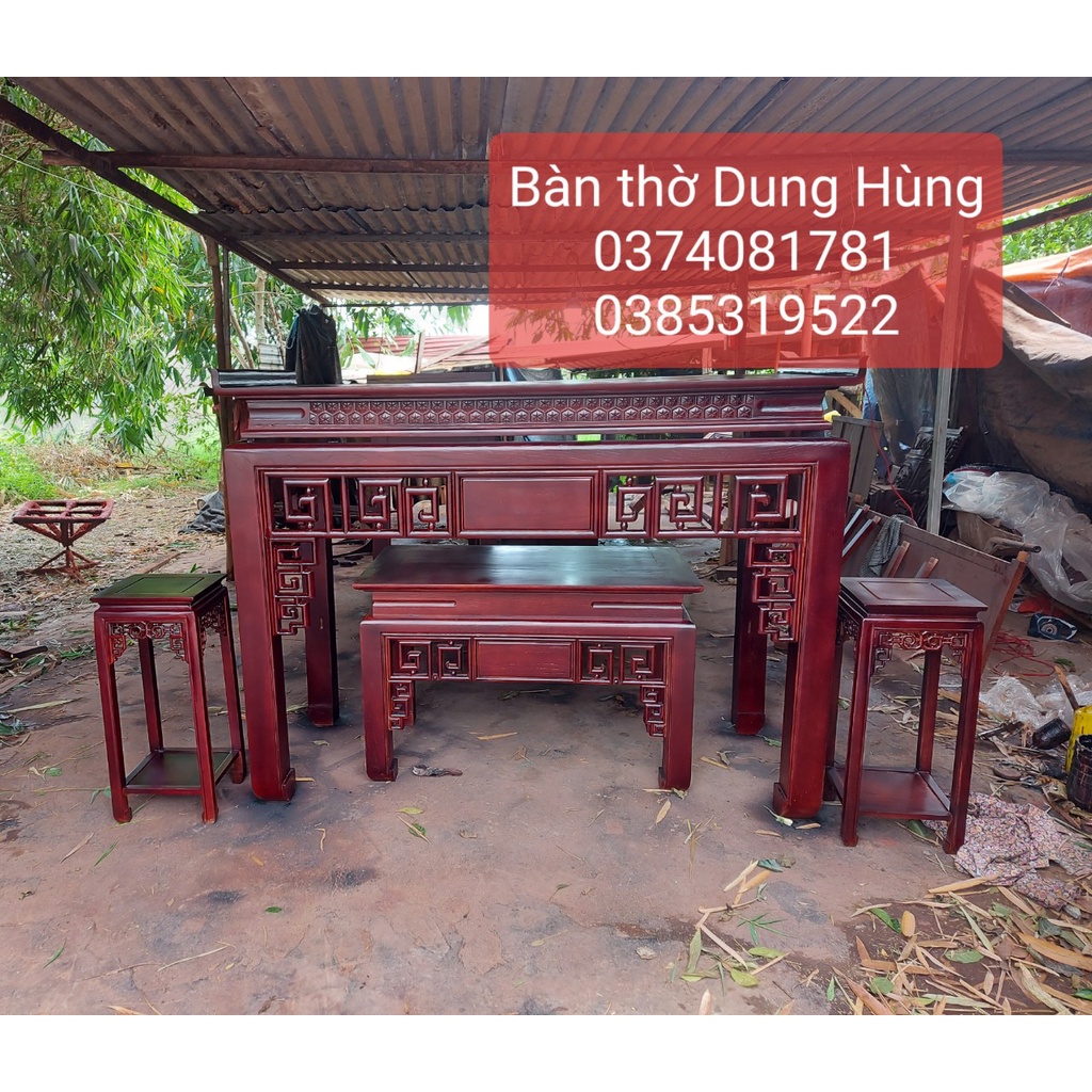 Bàn thờ gỗ sồi 1m75 kèm tủ cơm cao cấp