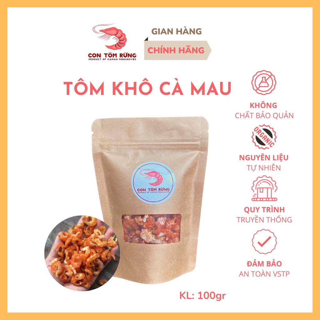 Tôm khô cà mau ngon thuần tự nhiên 100g loại 2 - Con Tôm Rừng