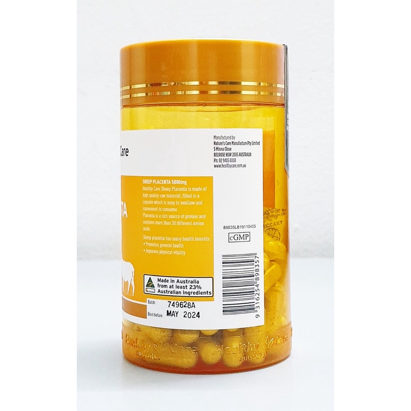 Nhau thai cừu Healthy Care Sheep Placenta 5000mg Hộp 100 viên của Úc