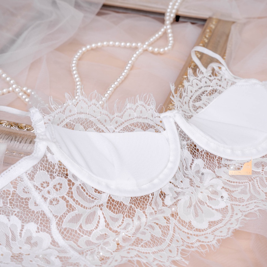 Áo Corset ren thiết kế LAREINA BRA - LRTK003 viền đính cúc cao cấp