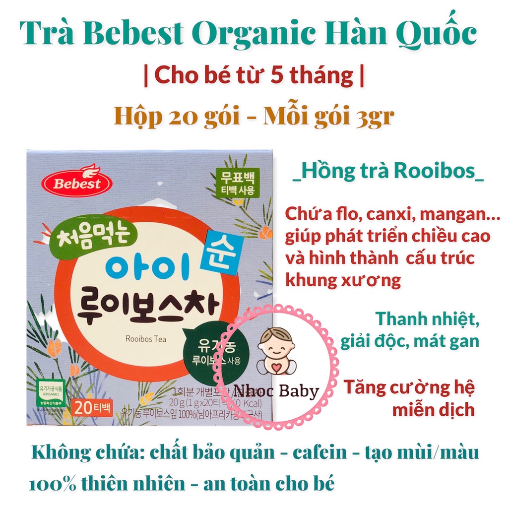 Bebest | Trà hữu cơ cho bé từ 5 tháng tuổi - Hàn Quốc (lúa mạch/ hồng trà/ quyết minh tử)