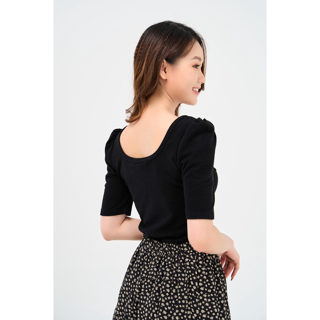 [Mã WABRYD31 giảm 10% tối đa 50k đơn 250k] Áo thun nữ cổ vuông thương hiệu YODY tay bồng bền màu không nhăn - ATN4350