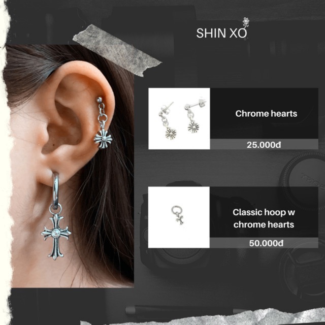 Khuyên xỏ chrome heart bằng thép y tế không gỉ X27