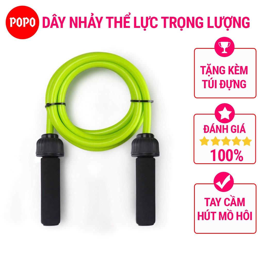 Dây nhảy thể lực cao cấp, có trọng lượng 400g/700g, giảm cân tại nhà dài 2.8m chất liệu PVC POPO