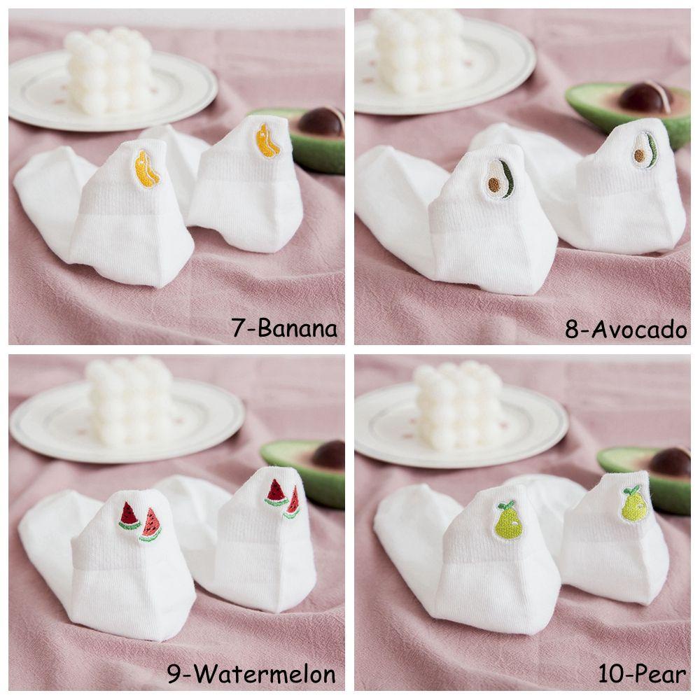 Vớ Cotton Mềm Cổ Thấp Thoải Mái Thêu Hình Trái Cây Cho Tuổi Teen