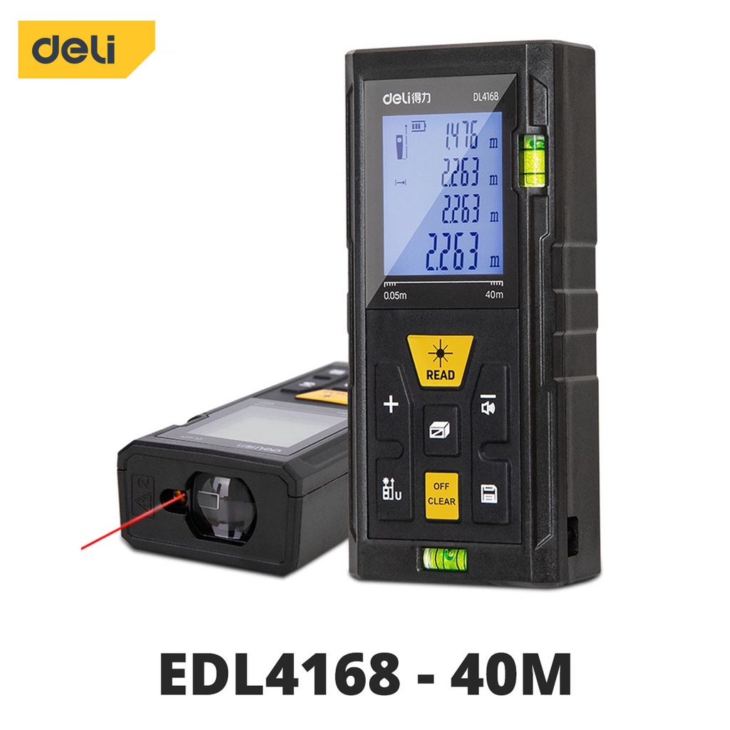 Máy Đo Khoảng Cách Laser Deli Chính Hãng Loại 40m đến 100m Đa Năng - Dễ Dàng Sử Dụng Từ Xa - Chính xác cao