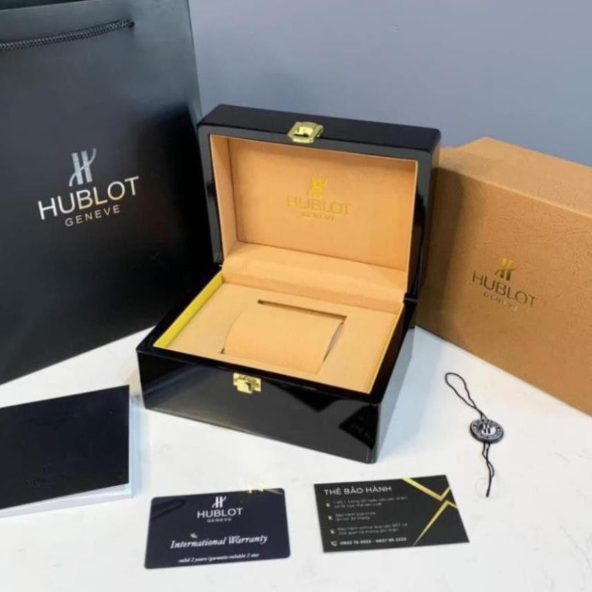 Hộp đồng hồ Hublot gỗ đi kèm tag sổ thẻ, hộp đựng đồng hồ quà tặng cao cấp