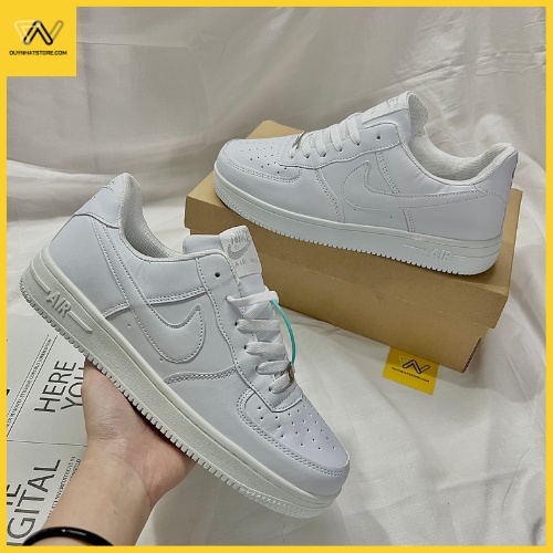 Giày Thể Thao Nam Nữ Màu Full Trắng Hết Phối Trơn Móc Duy Nhật Store Đủ Size Xinh Êm Uzzang Đẹp Cao 2cm Êm Sneaker Bata