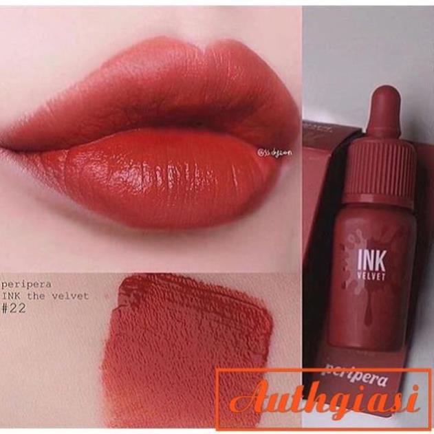 Son Peripera Ink Velvet Màu Mới 22 Cam Cháy và 12 Hồng Đào lên màu cực chuẩn