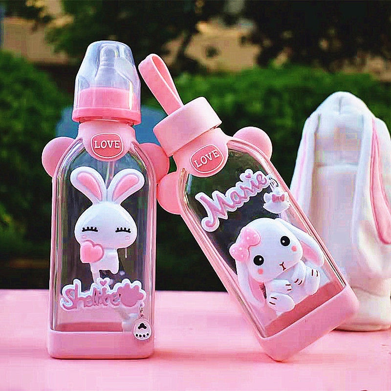 Bình Nước Thủy Tinh Có Ống Hút Thiết Kế Dễ Thương Cho Người Lớn Và Trẻ Em