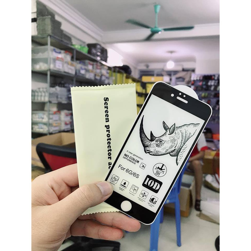 Kính cường lực iphone 10D Tê Giác full màn 6/6splus/7/7plus/8plus/X/XS/Xsmax/11/11promax/ 12/13/pro/max/plus/promax[TGD]