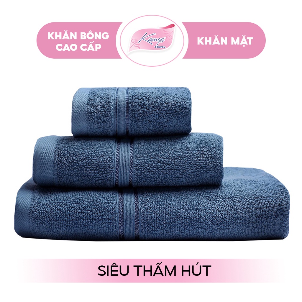 Combo Khăn Mặt 30x50cm Kamys Towel 100% Cotton Siêu Thấm Hút, Không Sổ Lông, Không Phai Màu