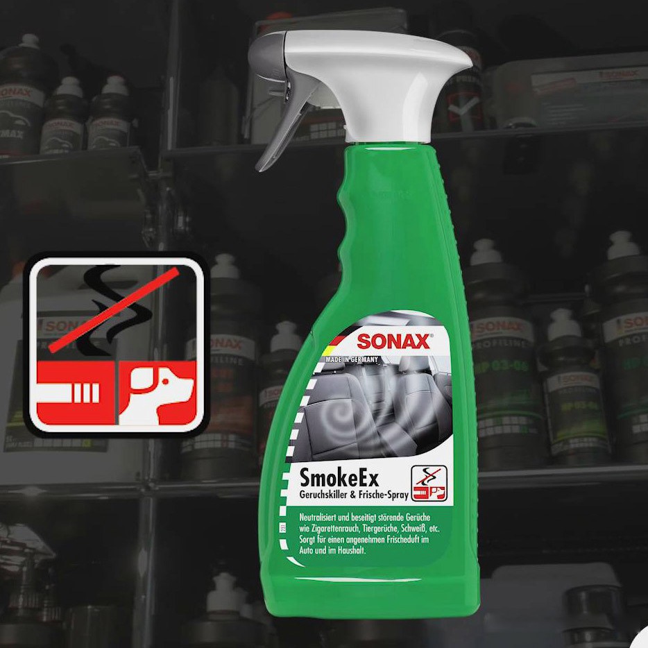 SONAX - Dung Dịch Khử Mùi Hôi/Khói Thuốc LáTrong Nội Thất Ô Tô (Sonax Smoke-Ex  500ml) [Hàng Đức Chính Hãng]