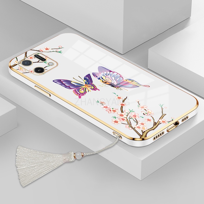 ốp lưng oppo a16k Ốp Điện Thoại Silicon Họa Tiết Bươm Bướm Kèm Dây Đeo Cho oppo a16k