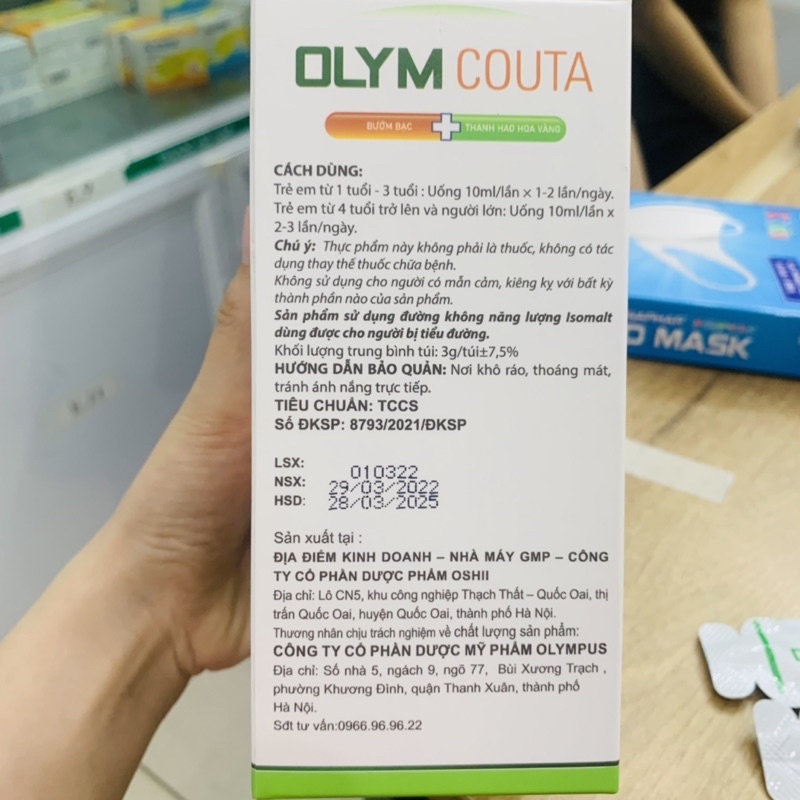 Siro Ho Dạng Gói Olym Couta - Bổ Phổi Giảm Ho h/20 gói