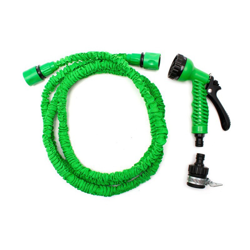 Vòi Xịt Nước Đa Năng Thông Giãn Nở 15m-30m, Vòi Xịt Rửa Xe, Tưới Cây Thông Minh(Màu Xanh Lá)