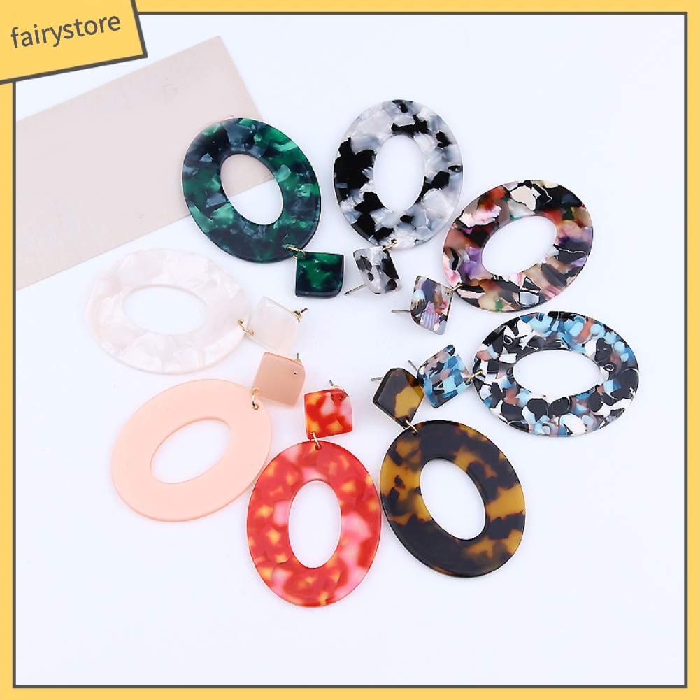 Bông Tai Hình Oval Phong Cách Retro Cho Nữ