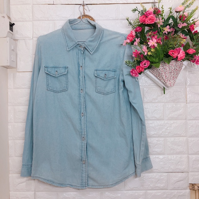 Áo sơ mi jean denim Hàn Quốc unisex