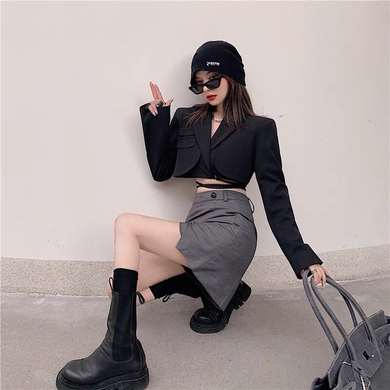 ÁO CROPTOP BLAZER 🎀 PHỐI QUẦN LỬNG ỐNG SUÔNG 🎀 THỜI TRANG THANH LỊCH | BigBuy360 - bigbuy360.vn