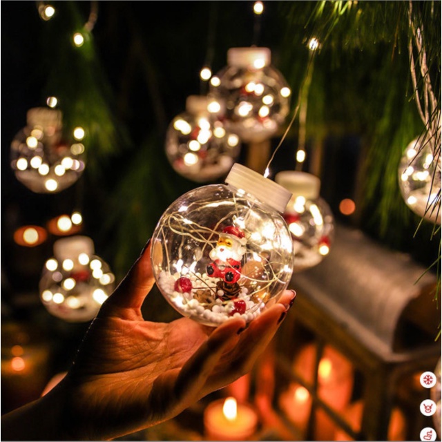 Đèn Led Thả Rèm Bóng Tròn Trang Trí Giáng Sinh, Cửa Sổ, Hình Ông Già Noel, Cắm Điện