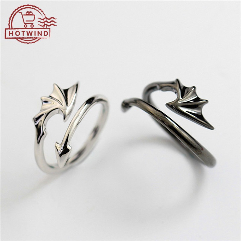 Nhẫn đeo tay kim loại tạo hình cánh độc đáo lãng mạn cho cặp đôi