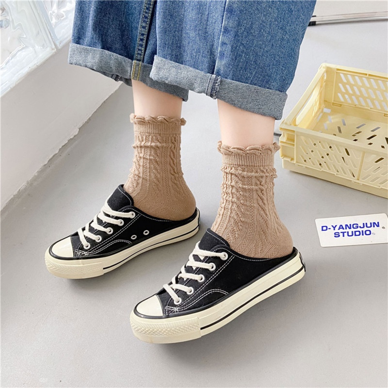 Vớ cotton dệt kim màu sắc nhã nhặn 10MK