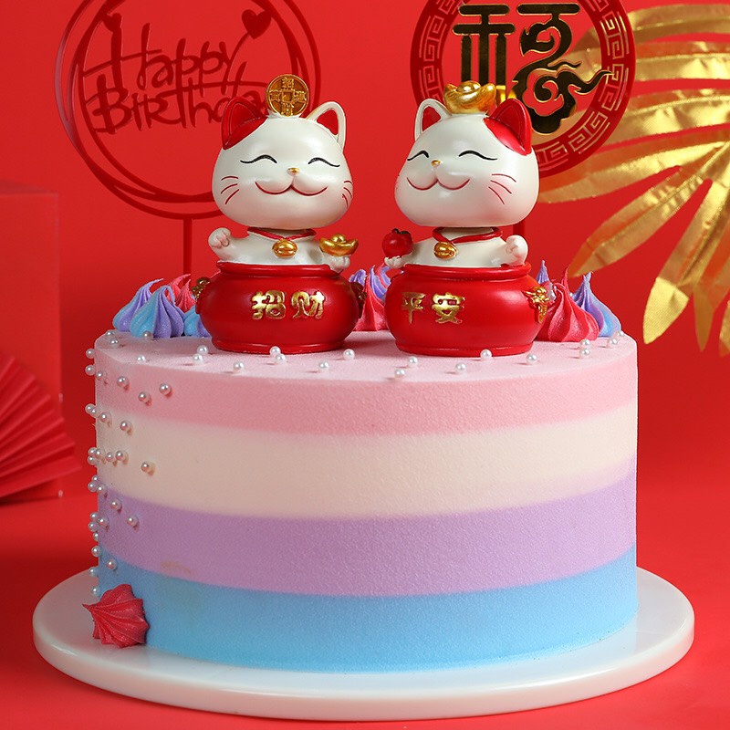Bộ 02 Chú Mèo Thần Tài Gật Đầu - Lắc Lư Lò Xo Vui Nhộn