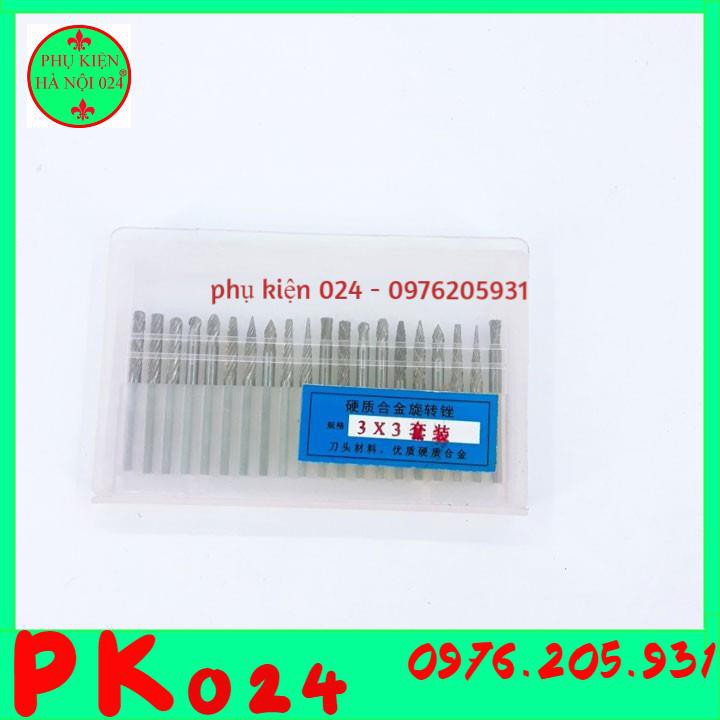 Bộ Mũi Doa Mài Hợp Kim Dùng Mài Kim Loại Và Gỗ 3x3mm