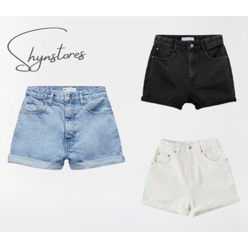 Quần short bò basic gập gấu Shynstores cạp cao 3 màu