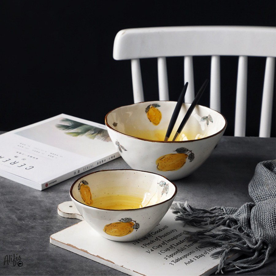 Tô sứ, bát tô ăn mì, đựng salad- họa tiết hoa quả nhiều màu sắc - dùng cho bàn ăn và decor