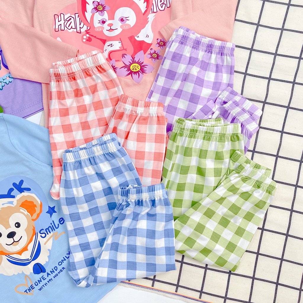 Bộ quần áo trẻ em dài tay quần caro hình cáo chất thun lạnh cao cấp ATKID siêu mềm mại cho bé trai bé gái