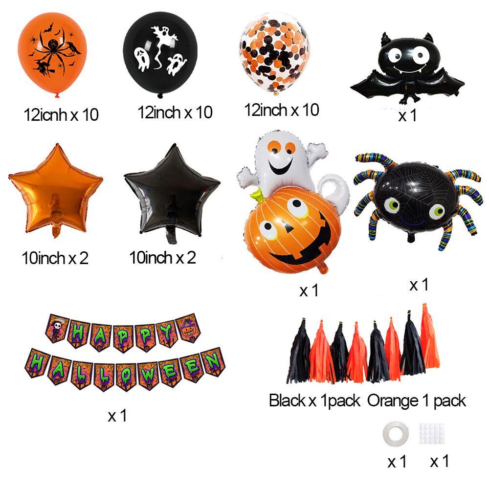 KRNY Set Bong Bóng Và Chữ Happy Paper Phong Cách Halloween Dùng Để Trang Trí Tiệc