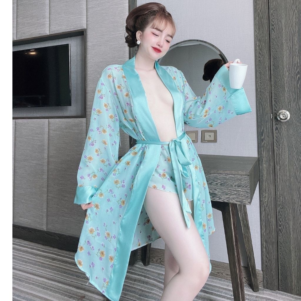 Áo choàng ngủ ❣️FREE SHIP❣️ Áo choàng tay dài tiểu thư vải lụa tơ mềm mượt