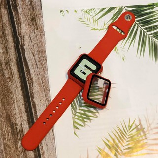 Combo ốp kính cường lực 9H và dây silicon Apple Watch, đồng Hồ Thông Minh iWatch 1/ 2/ 3/ 4/ 5 38mm 40mm 42mm Hana Case