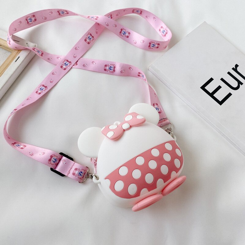 DISNEY Balo đi học bằng silicon chống thấm nước in hình chuột Mickey Minnie dễ thương cho bé gái