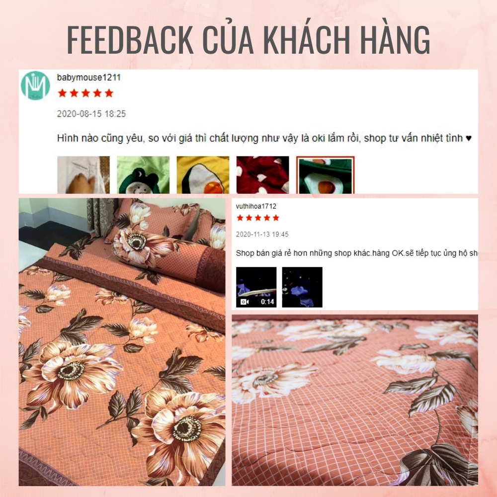 Bộ Sét 5 Món Chăn Hè Và Ga Gối Kèm Vỏ Gối Ôm | Mẫu Hoa Trà Nâu - NguyetBedding