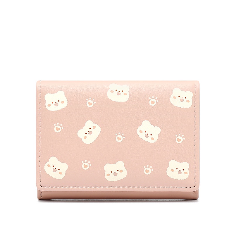 Ví ngắn đựng thẻ BAELLERRY sức chứa lớn thiết kế gập ba thời trang cho học sinh