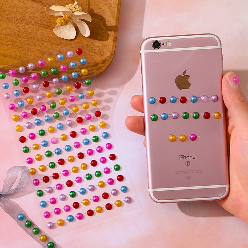 Miếng Dán Kim Cương Hạt cườm Ngọc Trai Nhân Tạo Dùng Trang Trí Sổ Bullet Journal