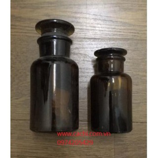 Chai thủy tinh miệng rộng, nút nhám, màu nâu 250ml đựng hóa chất