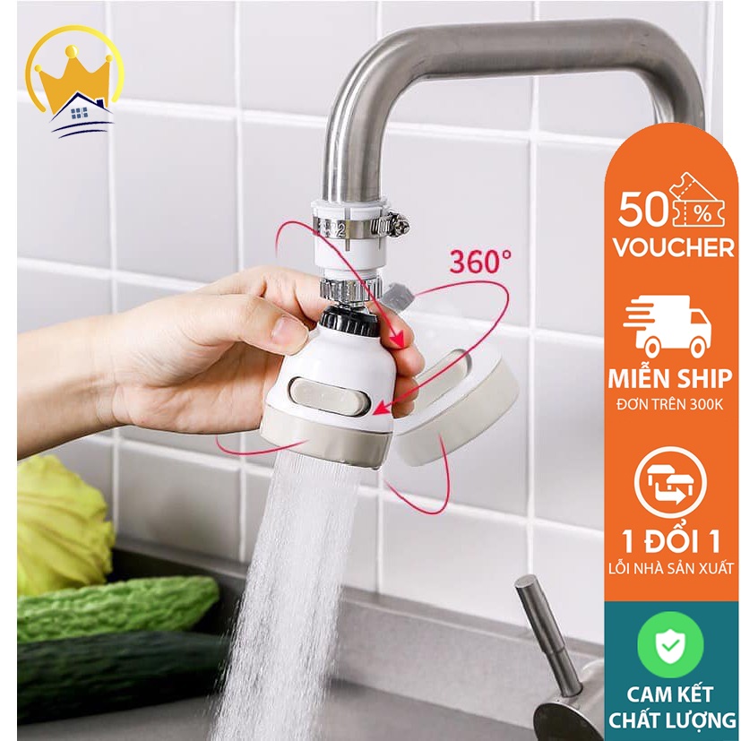 Đầu vòi nối tăng áp có nút điều chỉnh xoay 360° cho bồn rửa chén