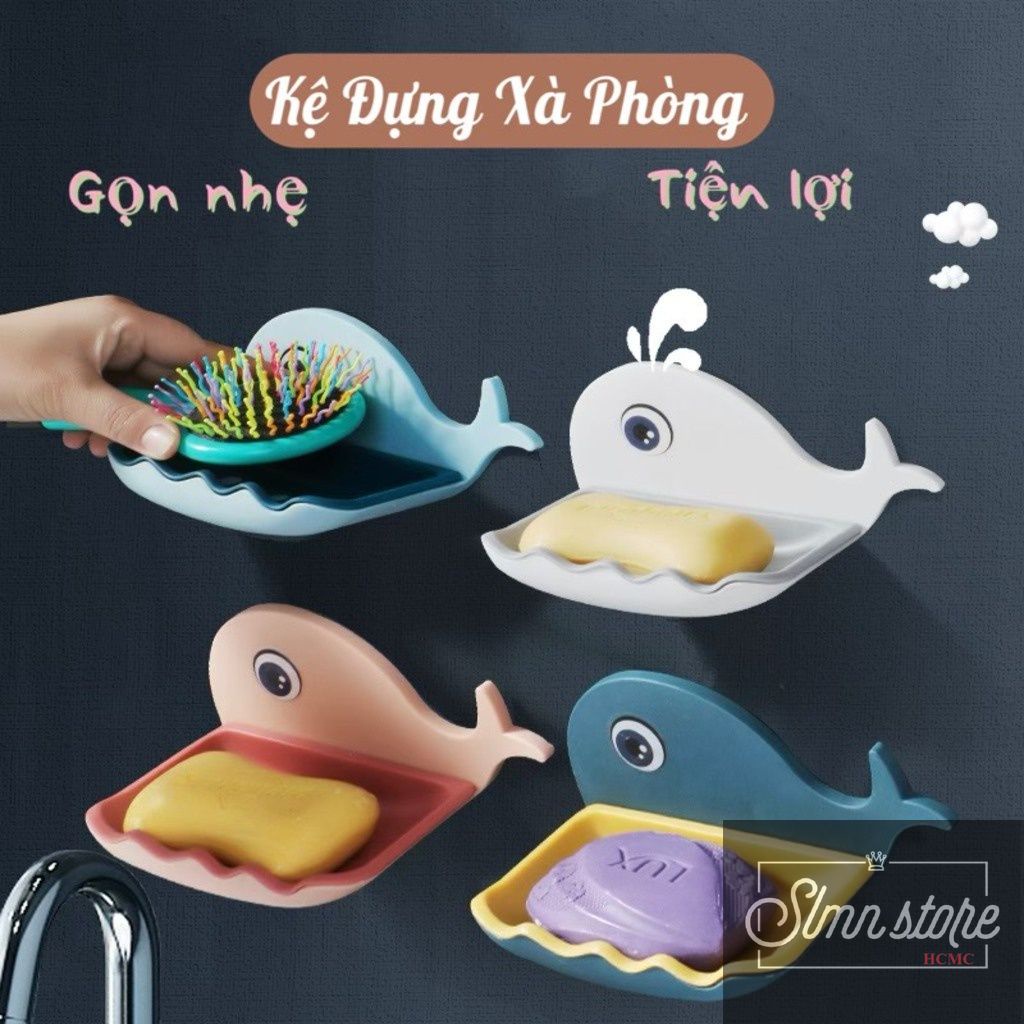 Khay xà bông dán tường hình cá voi dễ thương, kệ đựng xà phòng dán tường hình cá tiện lợi. SD1-KXBCa