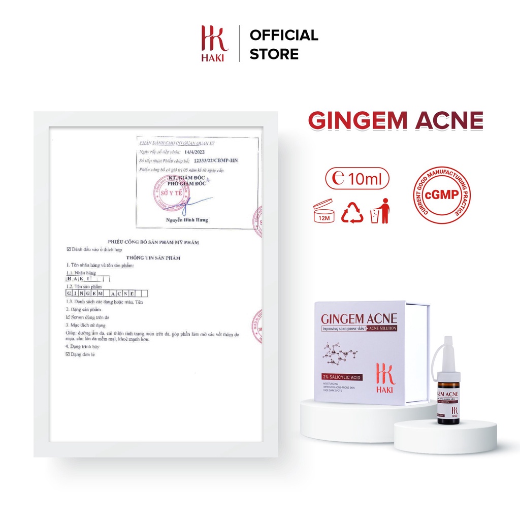 Serum Ngừa mụn HAKI Gingem Acne Sạch Mụn Sáng Da 15ml