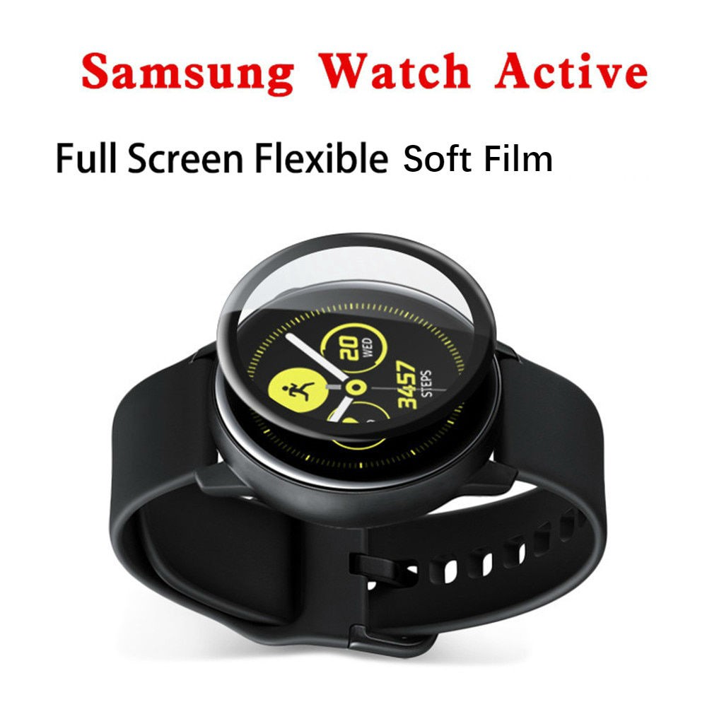 Hexu 2Pcs Soft Fibre Film Samsung Galaxy Watch Active 1 2 3D Full Screen Protector Not Glass