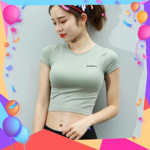 FEESHIP Áo Thun Phông Thể Thao Ngắn Thể Thao nữ California (Đồ tập gym,yoga) Croptop