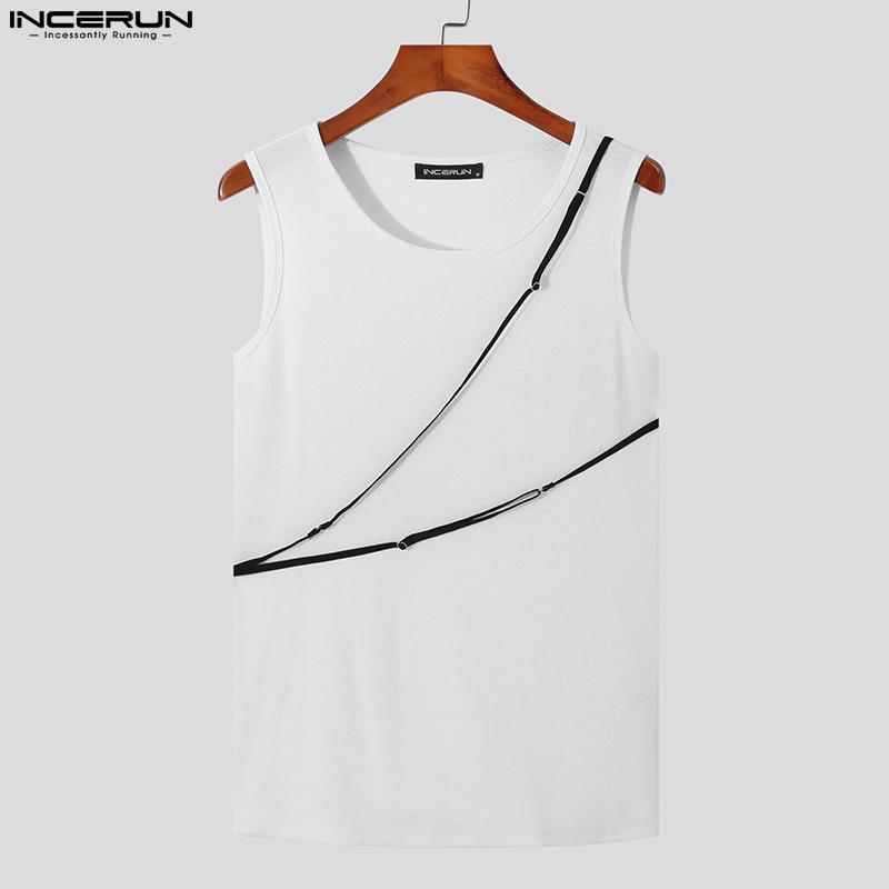 Áo ba lỗ Incerun dệt kim cổ tròn không tay size S-5XL dành cho nam