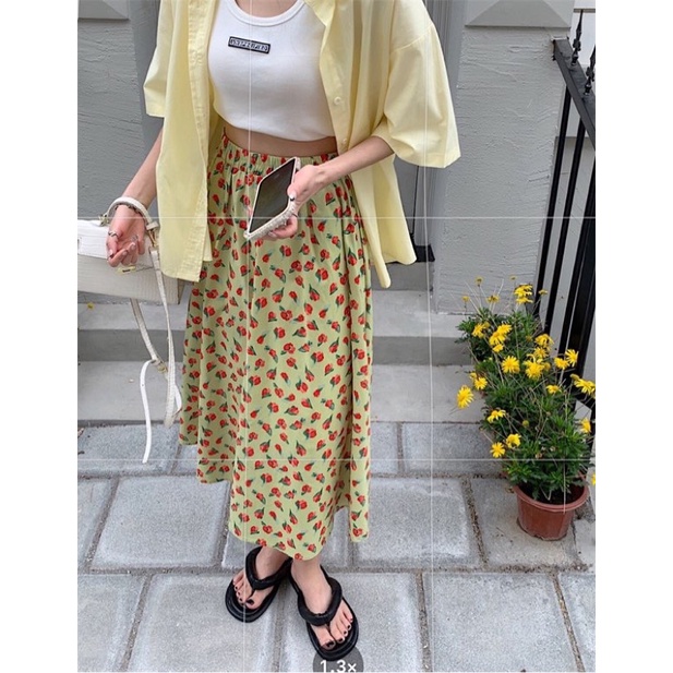 Chân váy thô hoa nhí 2 lớp Ulzzang style 🌸 Hàng Quảng Châu
