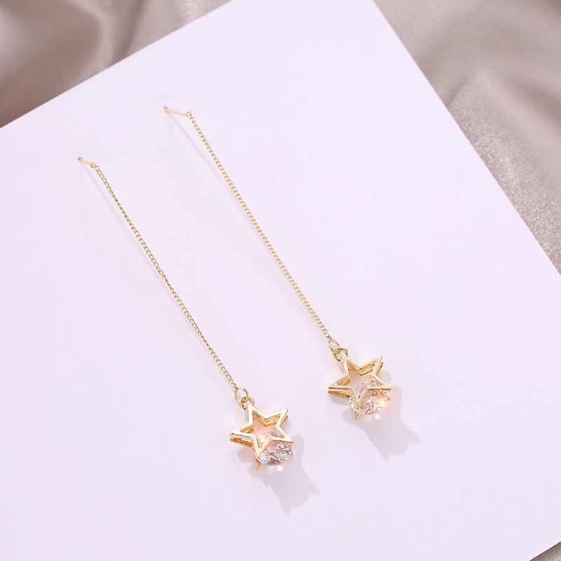 Bông Tai Dáng Dài Mặt Hình Ngôi Sao Đơn Giản Phong Cách Hàn Quốc