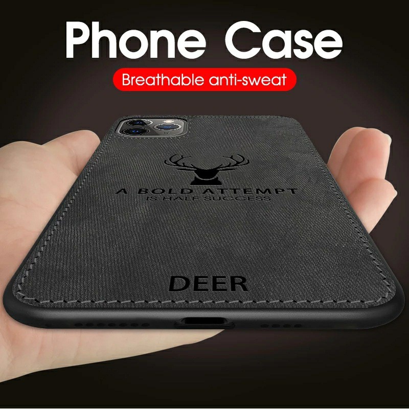 Ốp lưng Iphone 11 Pro chống sốc vải đầu hươu cao cấp