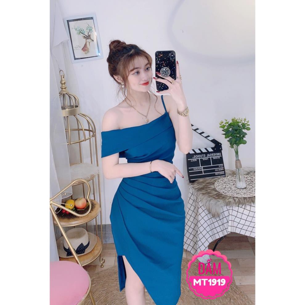 ĐẦM DÂY TRỄ VAI XẺ TÀ XINH XẮN MT1919 ⚡100% ẢNH THẬT⚡ ĐẦM BODY CHẤT ĐẸP