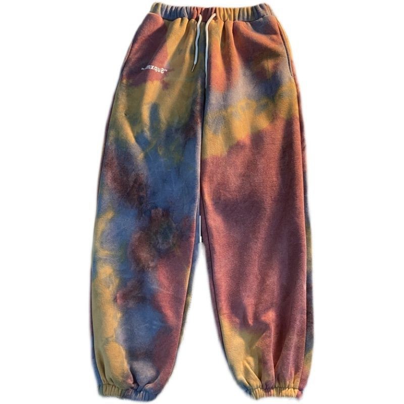 Spring and summer outer wear trousers new 2021 tide brand tie-dye beam feet loose casual pants women's drawstring sports pants tide ins